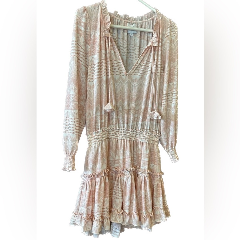 Misa Los Angeles Women's Orange and White Mini Dress - Size Small